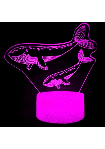 3D Yunus Gece Lambası Illusion Gece Lambası 7 Renk Değiştirme Masa Masa Dekorasyon Lambaları Hediye Akrilik Düz Abs Taban USB Kablosu Oyuncak (Yurt Dışından)