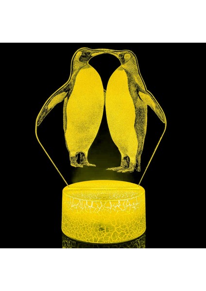 3D Penguen Gece Işığı Lambası Illusion 7 Renk Değiştirme Dokunmatik Anahtarı Masa Masa Dekorasyon Lambaları Akrilik Düz Abs Taban USB Kablosu Oyuncak ile Hediye (Yurt Dışından)