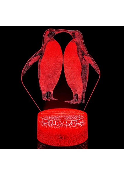 3D Penguen Gece Işığı Lambası Illusion 7 Renk Değiştirme Dokunmatik Anahtarı Masa Masa Dekorasyon Lambaları Akrilik Düz Abs Taban USB Kablosu Oyuncak ile Hediye (Yurt Dışından)