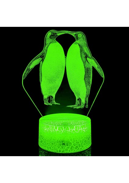 3D Penguen Gece Işığı Lambası Illusion 7 Renk Değiştirme Dokunmatik Anahtarı Masa Masa Dekorasyon Lambaları Akrilik Düz Abs Taban USB Kablosu Oyuncak ile Hediye (Yurt Dışından)