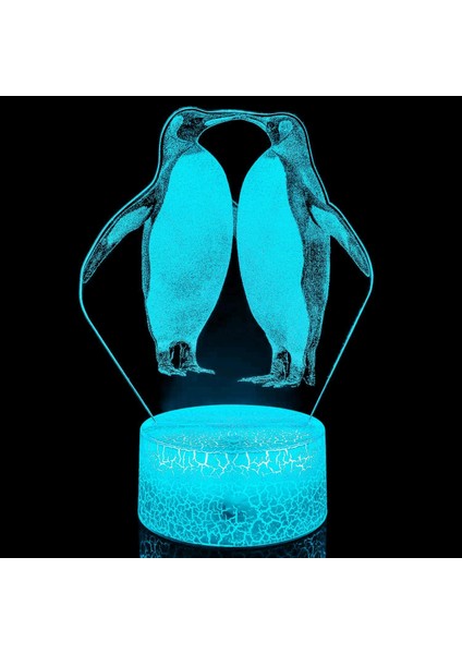 3D Penguen Gece Işığı Lambası Illusion 7 Renk Değiştirme Dokunmatik Anahtarı Masa Masa Dekorasyon Lambaları Akrilik Düz Abs Taban USB Kablosu Oyuncak ile Hediye (Yurt Dışından)