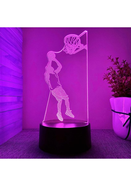 3D Basketbol Oyuncusu Gece Lambası LED Lamba Illusion 7 Renk Değiştirme Dokunmatik Anahtar Masa Masa Dekorasyon Lambaları Doğum Günü Hediyesi Akrilik Taban USB Kablosu Oyuncak (Yurt Dışından) fiyatları