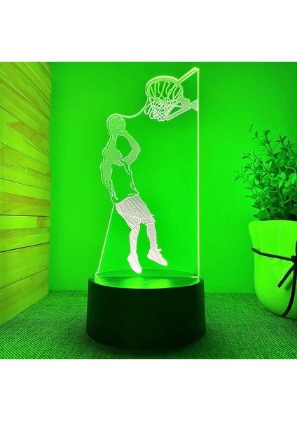3D Basketbol Oyuncusu Gece Lambası LED Lamba Illusion 7 Renk Değiştirme Dokunmatik Anahtar Masa Masa Dekorasyon Lambaları Doğum Günü Hediyesi Akrilik Taban USB Kablosu Oyuncak (Yurt Dışından) modelleri