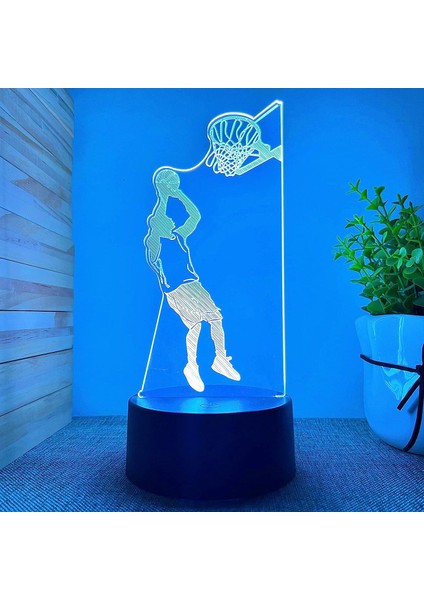 3D Basketbol Oyuncusu Gece Lambası LED Lamba Illusion 7 Renk Değiştirme Dokunmatik Anahtar Masa Masa Dekorasyon Lambaları Doğum Günü Hediyesi Akrilik Taban USB Kablosu Oyuncak (Yurt Dışından) fırsatları