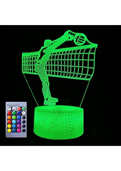 3D Voleybol Oyuncusu Gece Lambası LED Lamba Illusion 16 Renk Değiştirme Masa Masası Dekorasyon Lambaları Doğum Günü Hediyesi Akrilik Taban USB Kablosu Oyuncak (Yurt Dışından)