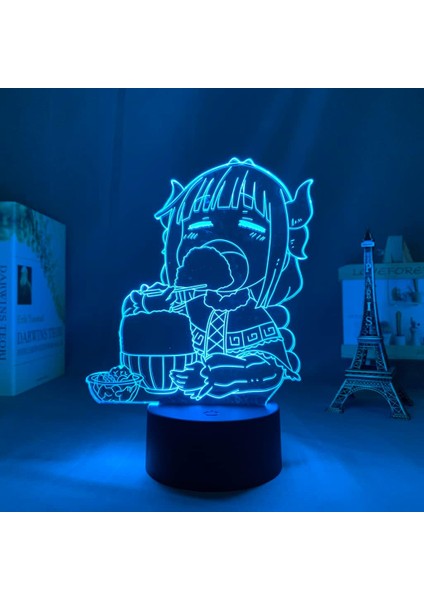 Bayan Kobayashi'nin Ejderha Hizmetçisi Hayranları Için 3D Gece Lambası 16 Renk Dekor Illusion Uzaktan Kumandalı LED Lamba, Manga Bayan Kobayashi'nin Ejderha Hizmetçisi Figürü Hediy (Yurt Dışından)