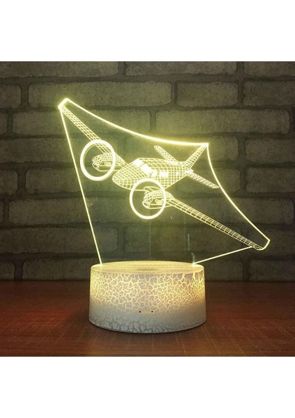 Noel Lambaları 3D Illusion Optik Gece Lambası Uçak Deseni, Led'li Masa Lambası Aydınlatma Gece Lambası 16 Renk Dokunsal Kontrol Lambası Başucu Dekorasyonu (Yurt Dışından)