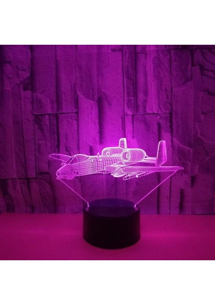 Erkek Doğum Günü Noel Hediyesi Yıldırım Savaş Uçağı 3D 16 Renk Lamba Çocuklar Için Görsel LED Gece Işıkları Dokunmatik USB Masa Lambası (Yurt Dışından)