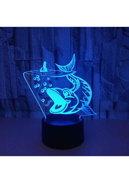 3D Illusion Gece Lambası Karikatür Balık Dokunmatik Masa Masa Lambası, Uzaktan Kumandalı 16 Renk Değişen Optik USB Çocuklar Için LED Gece Lambası Doğum Günü Tatil Hediye Odası Deko (Yurt Dışından)