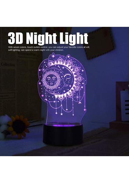 Çocuklar Için 3D Güneş Ay Gece Lambası, 3D Illusion Lambası 7 Renk Değişimi Dekor Gece Lambası Oturma Yatak Odası Bar Için, En Iyi Güneş Ay Oyuncakları Erkekler Kızlar Için Hediyel (Yurt Dışından)