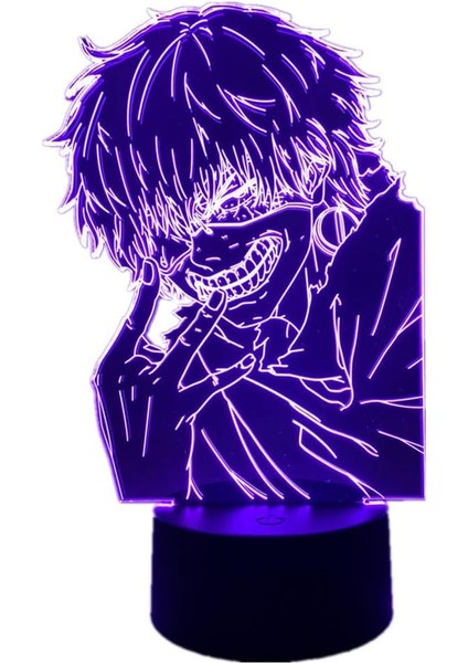 3D Lamba Anime Ken Kaneki LED Gece Lambası 16 Renkler Yatak Odası Dekorasyonu Için Uzaktan Kumandalı Kısılabilir Dokunmatik 3D Optik Illüzyon Masa Lambası Çocuk Doğum Günü Festival (Yurt Dışından)