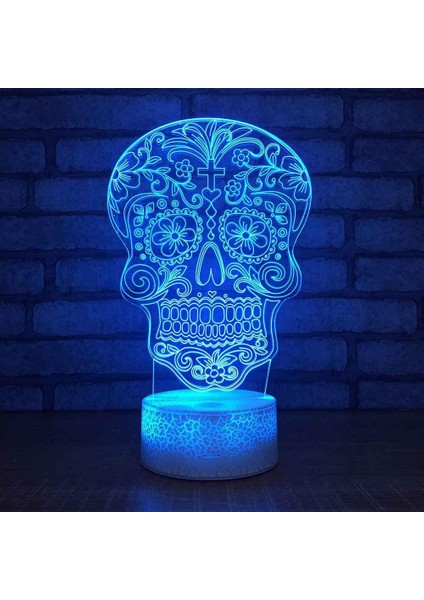 Çocuklar Için Kafatası Lambası 3D Gece Lambası, 16 Renk Değişimi ve Uzaktan Kumandalı 3D Illüzyon Lambası, Erkekler ve Kızlar Için Doğum Günü Hediyesi (Yurt Dışından)