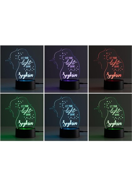 Bırakın Işığınız Parlasın Tek Boynuzlu At Çok Renkli LED Gece Lambası, Akrilik Tasarım Ek Parçası Üzerine Özel Isim Lazer Işlemeli | Temel Projeler 7 Rgb Renk | USB Güç Kablosu Içe (Yurt Dışından)