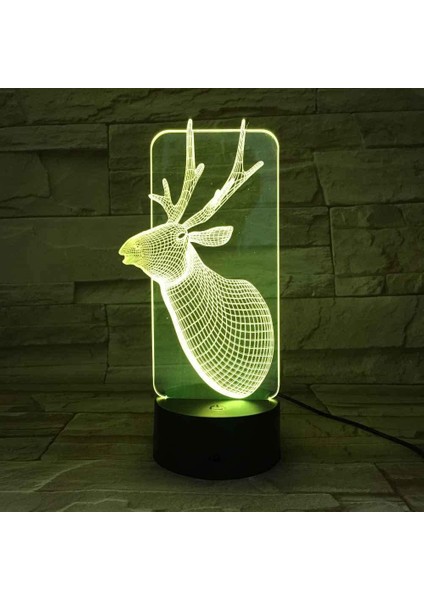 Çocuklar Için 3D Gece Lambası, 3D Çizgi Film Fawn Avatar Illusion Gece Lambası, Zamanlama Uzaktan Kumandalı Dekor Lambası Yeni Yıl Tatili Çocuklar Için Noel Doğum Günü Hediyeleri Ç (Yurt Dışından)