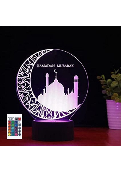 3D Arap Kalesi Gece Lambası 7/16 Renk Değişimi LED Uzaktan Kumanda Masa Masa Lambası Akrilik Düz Abs Taban USB Şarj Ev Dekorasyon Müslümanlar Için Doğum Günü Noel Hediye (Yurt Dışından)