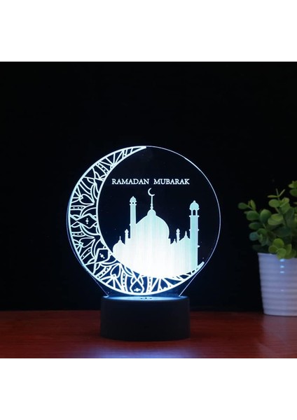 3D Arap Kalesi Gece Lambası 7/16 Renk Değişimi LED Uzaktan Kumanda Masa Masa Lambası Akrilik Düz Abs Taban USB Şarj Ev Dekorasyon Müslümanlar Için Doğum Günü Noel Hediye (Yurt Dışından)