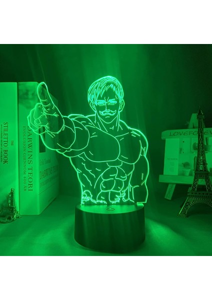 Yedi Ölümcül Günah Escanor LED Gece Lambası Için Yatak Odası Dekoru Hediye Nightlight Anime 3D Lamba Yedi Ölümcül Günah Escanor (Yurt Dışından)