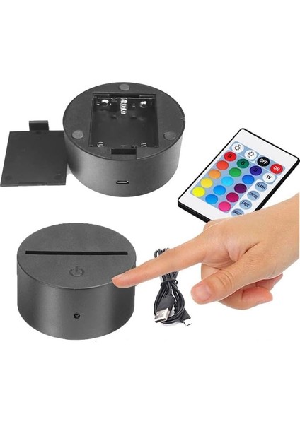LED Gece Lambası Tabanı Glow Gece Lambası Akrilik 3D Uzaktan Kumandalı Klozet Işığı (Renk: No 5-R, Boyut: 5W) (Yurt Dışından)