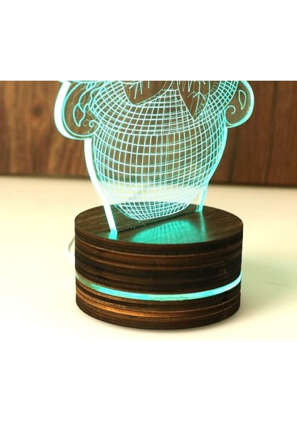 LED Gece Lambası Tabanı Glow Gece Lambası Akrilik 3D Uzaktan Kumandalı Klozet Işığı (Renk: No 5-R, Boyut: 5W) (Yurt Dışından)