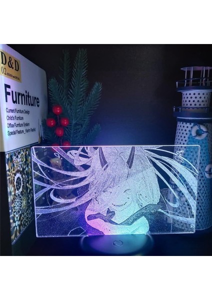 Anime Testere Adam Figürü 3D Çocuklar Hayranları Için Gece Lambası, Uzaktan Kumanda ile Değişen 16 Renk, Çocuk Odası Dekoru, Güç Figürü Manga Illusion LED Oyuncak Lamba Kız Erkek N (Yurt Dışından) modelleri