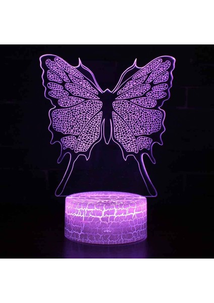 Lamba 3D LED Kelebek Desen Gece Lambası, Komidin 16 Renk Değiştirme Atmosfer Lambası Çocuklar Için USB Kablosu ile Yatak Odası Dekorasyonu Noel Doğum Günü Hediyesi (Yurt Dışından)