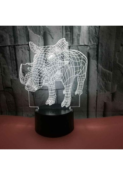 3D Illusion Lambaları Hayvan Inek LED Gece Işıkları USB Dokunmatik Anahtarı 16 Renk Sensörü Masa Lambası Çocuk Yatak Odası Için Uyku Noel Doğum Günü Hediyesi (Yurt Dışından)