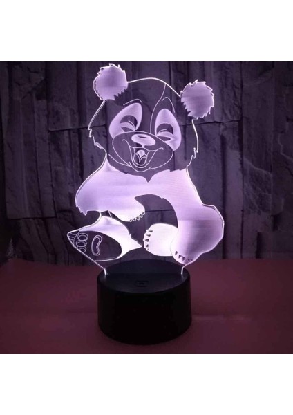 3D Gece Işığı Çizgi Film Panda 3D Illusion LED Masa Lambası Dekoru, Uzaktan Kumandalı ve 16 Renk Değiştirme ve Kısılabilir Fonksiyon ve Erkek Kız Gençler Için Yeni Yıl Doğum Günü H (Yurt Dışından)