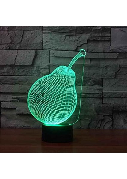 Noel Lambaları 3D Illusion Optik Gece Lambası Meyve Armut, Led'li Masa Lambası Aydınlatma Gece Lambası 16 Renk Dokunsal Kontrol Lambası Başucu Dekorasyonu (Yurt Dışından)