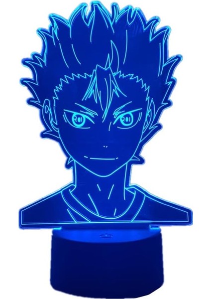 3D Lamba Anime Nishinoya Yuu Rakam Çocuklar Için Çocuk Odası Dekor LED Illusion Akrilik Gece Lambası Uzaktan Rgb Renkli Aydınlatma ile 16 Renk Değişimi Manga Hediye Doğum Günü Hedi (Yurt Dışından)