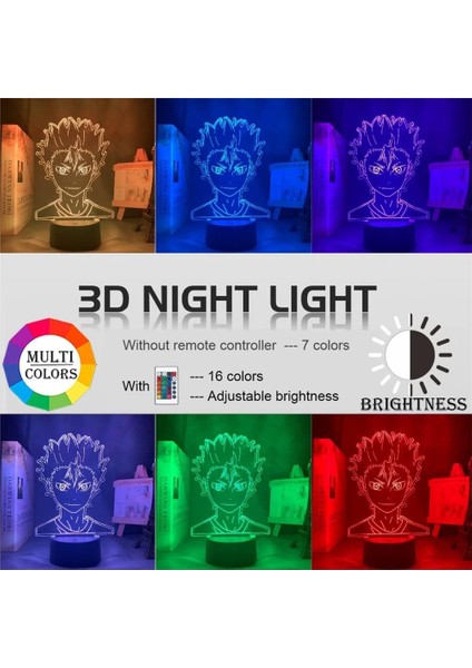 3D Lamba Anime Nishinoya Yuu Rakam Çocuklar Için Çocuk Odası Dekor LED Illusion Akrilik Gece Lambası Uzaktan Rgb Renkli Aydınlatma ile 16 Renk Değişimi Manga Hediye Doğum Günü Hedi (Yurt Dışından) fırsatları