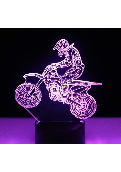 3D Gece Lambası Renk Değişimi Çocuklar LED Gece Lambası 3D LED Gece Lambası Muhteşem Görselliğe Sahip Mucize Motokros Bisikleti Ev Dekoru Için Optikler Ev Dekoru Için 7 Renkli Işık (Yurt Dışından)
