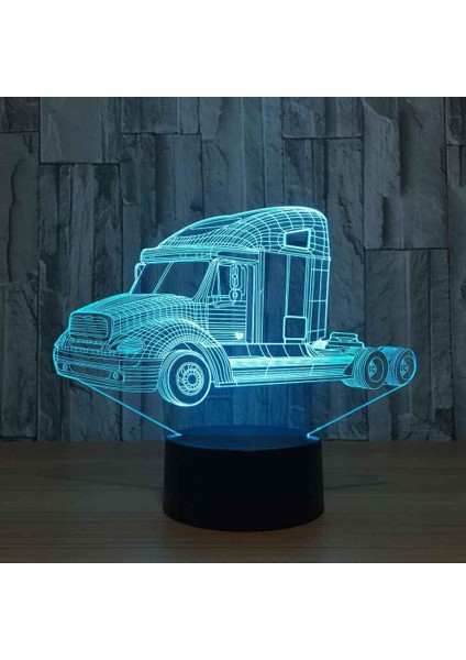 Noel Lambaları 3D Illusion Optik Gece Lambası Kamyonu, LED Masa Lambası Aydınlatmalı Gece Lambası 16 Renk Dokunsal Kontrol Lambası Başucu Dekorasyonu (Yurt Dışından)