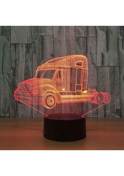 Noel Lambaları 3D Illusion Optik Gece Lambası Kamyonu, LED Masa Lambası Aydınlatmalı Gece Lambası 16 Renk Dokunsal Kontrol Lambası Başucu Dekorasyonu (Yurt Dışından)
