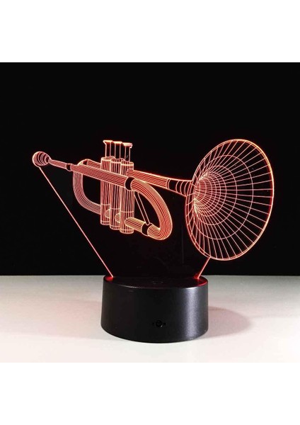 3D Optik Illüzyon Lambası LED Gece Lambası Enstrüman Boynuz Başucu Lambası Çocuklar Uyku Için Lamba 16 Renk Değiştirme Mood Lambası, Doğum Günü Yeni Yıl Tatil Dekor Hediyesi Için G (Yurt Dışından)