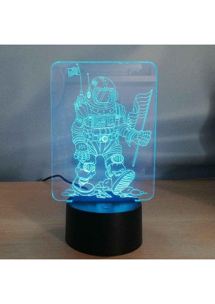3D Optik Illüzyon Lambası LED Gece Lambası Astronot Bakmak Başucu Lambası Çocuklar Uyku Için Lamba 16 Renk Değiştirme Mood Lambası, Doğum Günü Yeni Yıl Tatili Dekor Hediyesi Için G (Yurt Dışından)