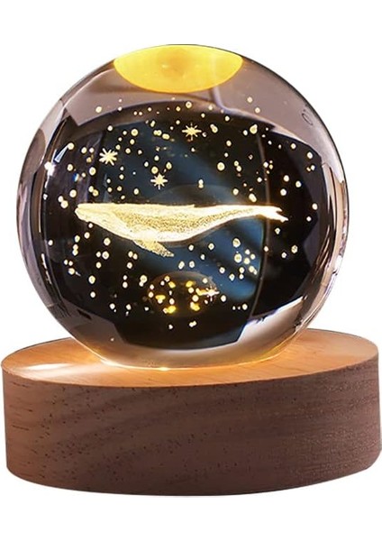 3D Kristal Top Gece Lambası Dekorasyonu Aydınlık Kristal Küre Süs USB Şarj Edilebilir Gece Lambası Ay Doğum Günü Hediyesi Gençler Erkekler ve Kızlar Için (Yurt Dışından)