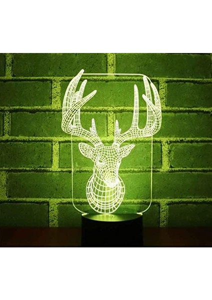 3D Illusion Gece Lambası Elk Başkanı LED Gece Lambası Masa Lambaları Renk Değiştiren Çocuklar Yatak Odası Oyun Odası Ofis Dekor Lambası, Doğum Günü Noel Yeni Yıl Hediyeleri Çocuk I (Yurt Dışından) fiyatları