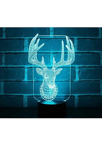 3D Illusion Gece Lambası Elk Başkanı LED Gece Lambası Masa Lambaları Renk Değiştiren Çocuklar Yatak Odası Oyun Odası Ofis Dekor Lambası, Doğum Günü Noel Yeni Yıl Hediyeleri Çocuk I (Yurt Dışından) modelleri