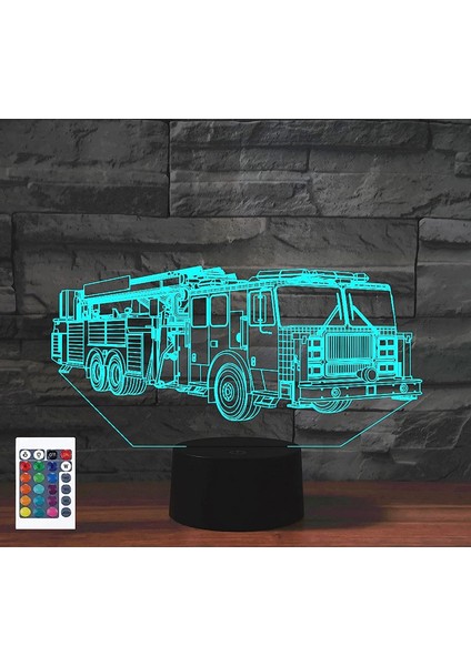 3D Itfaiye Uzaktan Kumanda 16 Renk Gece Işıkları Illusion Akrilik LED Masa Abajur Çocuk Yatak Odası Masa Dekor Çocuklar Için Doğum Günü Hediyeleri Oyuncak (Yurt Dışından)