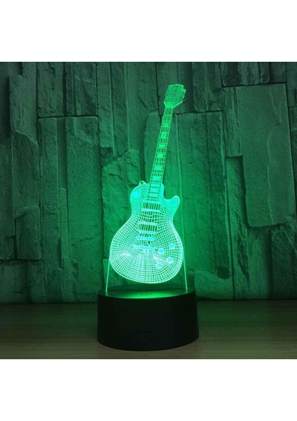 LED Gece Işıkları 3D Illusion Gitar Başucu Masa Lambası 16 Renk Değiştirme Uyku Aydınlatması Yetişkin Erkek Çocuk Oyuncakları Için Akıllı Dokunmatik Düğme ile Yaratıcı Dekorasyon I (Yurt Dışından)