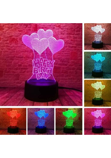 Çocuklar Için LED Gece Lambası, 3D Illüzyon Lambası Kalp Balonu Kısılabilir LED Gece Lambası Başucu Lambası 16 Renk Değiştiren, Uzaktan Kumandalı, Çocuklar Için Kız Erkek Doğum Gün (Yurt Dışından)
