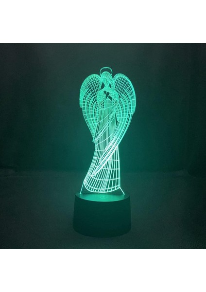 Melek 7 Renkli Dokunmatik LED Gece Lambası 3D Illusion Atmosfer Masa Lambası Çocuklar Bebek Çocuk Hediye Başucu Yatak Odası (Yurt Dışından) modelleri