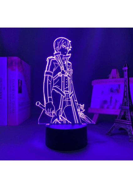 Kılıç Karınca Orline Anime 3D Gece Lambası Boy Için 16 Renk Kız Odası Dekor Illusion LED Lamba USB Manga Kirito Asuna Şekil Uygun Çocuklar Hayranlar Yılbaşı Hediyeleri (Yurt Dışından)