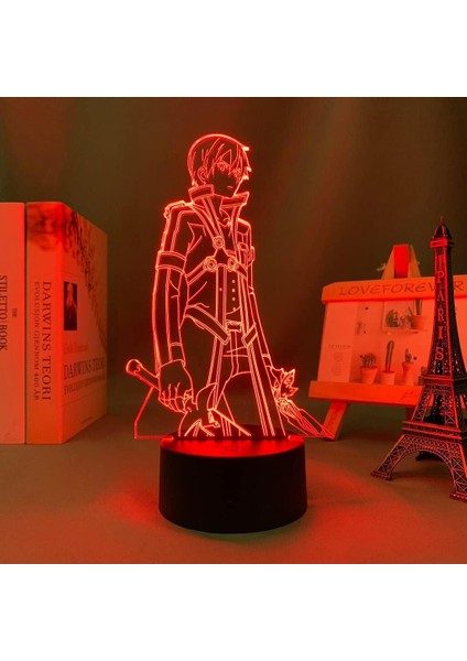 Kılıç Karınca Orline Anime 3D Gece Lambası Boy Için 16 Renk Kız Odası Dekor Illusion LED Lamba USB Manga Kirito Asuna Şekil Uygun Çocuklar Hayranlar Yılbaşı Hediyeleri (Yurt Dışından) fırsatları