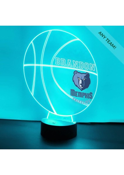 Memphis Basketbol Grizzlies Spor Gece Işığı Masa Masa Lambası Spor Kask LED El Yapımı Uzaktan Kumanda ile Kişiselleştirilmiş Büyük Hediye (Yurt Dışından)