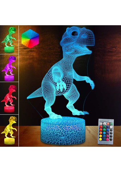 Dinozor Hediyeleri Uzaktan Kumandalı Çocuklar Için Hafif Dinozor 3D Gece Lambası ve 16 Renk Değiştirme ve Kısılabilir Fonksiyon, Erkekler Için Noel Doğum Günü Hediyeleri Için Dinoz (Yurt Dışından)