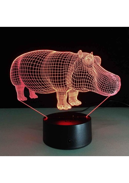 3D Illusion Lambaları Inek Hayvan LED Gece Işıkları USB Dokunmatik Anahtarı 16 Renk Sensörü Masa Lambası Çocuk Yatak Odası Için Uyku Noel Doğum Günü Hediyesi (Yurt Dışından)