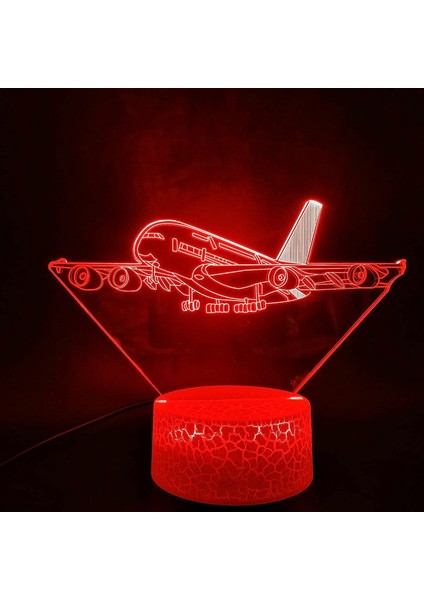 3D Düzlem Gece Lambası LED Lamba Illusion 7 Renk Değiştirme Dokunmatik Anahtarı Masa Masa Dekorasyon Lambaları Doğum Günü Hediyesi Akrilik Taban USB Kablosu Oyuncak (Yurt Dışından)