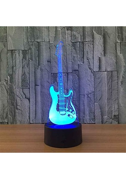 Çocuklar Için 3D Gece Lambası, 3D Elektro Gitar Illusion Gece Lambası, Zamanlama Uzaktan Kumandalı Dekor Lambası Yeni Yıl Tatili Çocuklar Için Noel Doğum Günü Hediyeleri Çocuk Genç (Yurt Dışından)