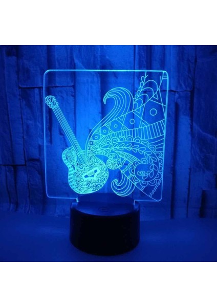 Çocuklar Için 3D Gece Lambası, 3D Yaratıcı Elektro Gitar Illüzyon Gece Lambası, Zamanlama Uzaktan Kumandalı Dekor Lambası Yeni Yıl Tatili Çocuklar Için Noel Doğum Günü Hediyeleri Ç (Yurt Dışından)